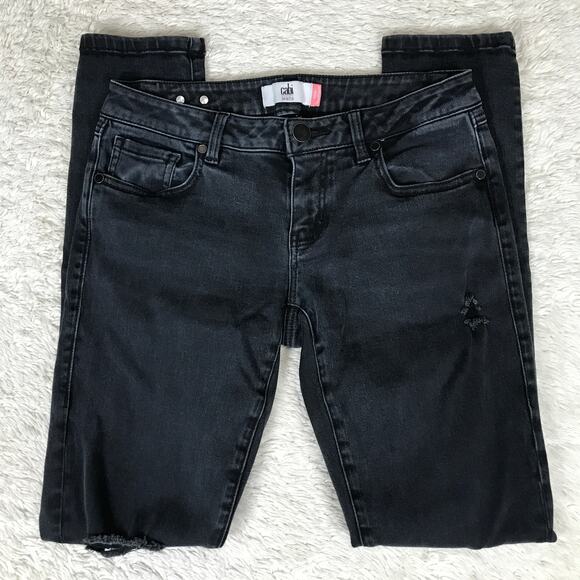 CAbi Slim Boyfriend Leg Distressed Black Jeans Style #3387 Women's 2 Capsule - Picture 2 of 10